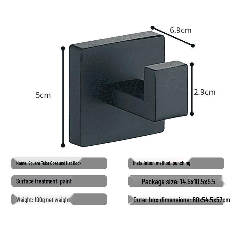 Black Bathroom Hardware Set: Towel Bar, Toilet Paper Holder, Towel Ring, Coat Hook, Storage Rack