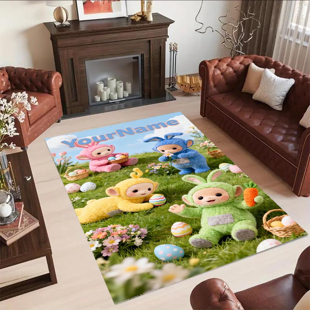 Teletubbies Personalized Name Area Rug Suitable for Living Rooms Decorate Room Dormitory Foyer Antislip Carpet Anime Office Decor