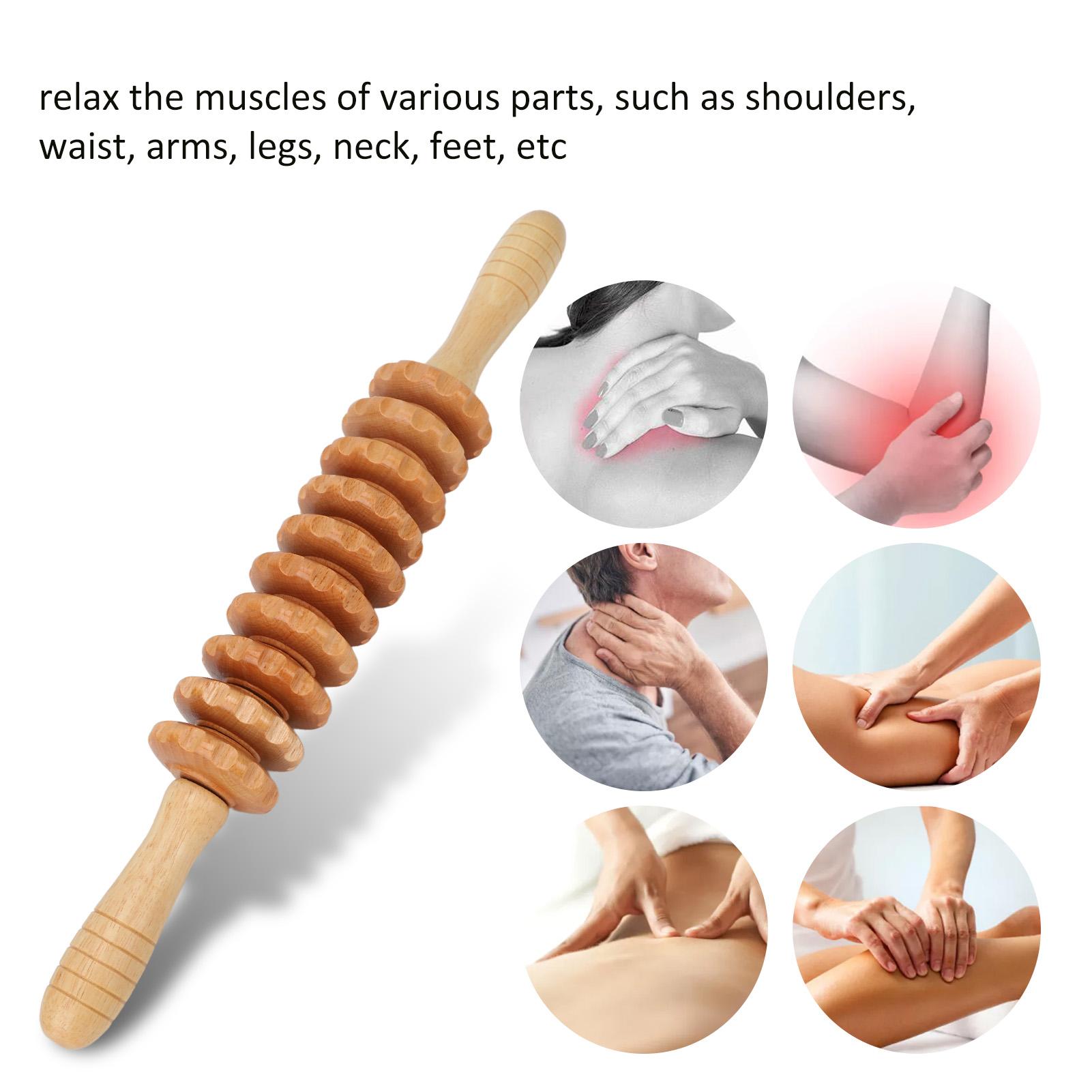 

Massage Roller Stick Back Massage Wooden Eliminate igue Reduce Muscle Relief Roller Tool