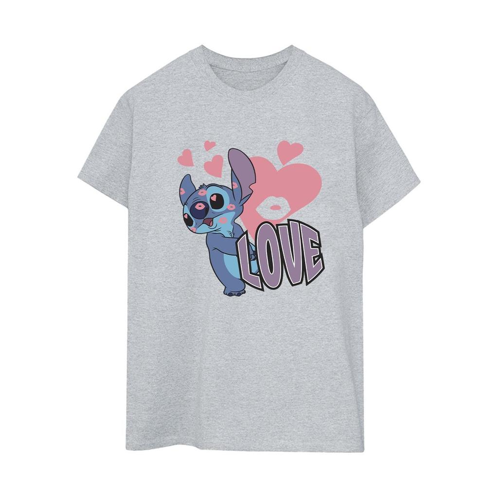 Lilo & Stitch Womens/Ladies Love Hearts Boyfriend T-Shirt