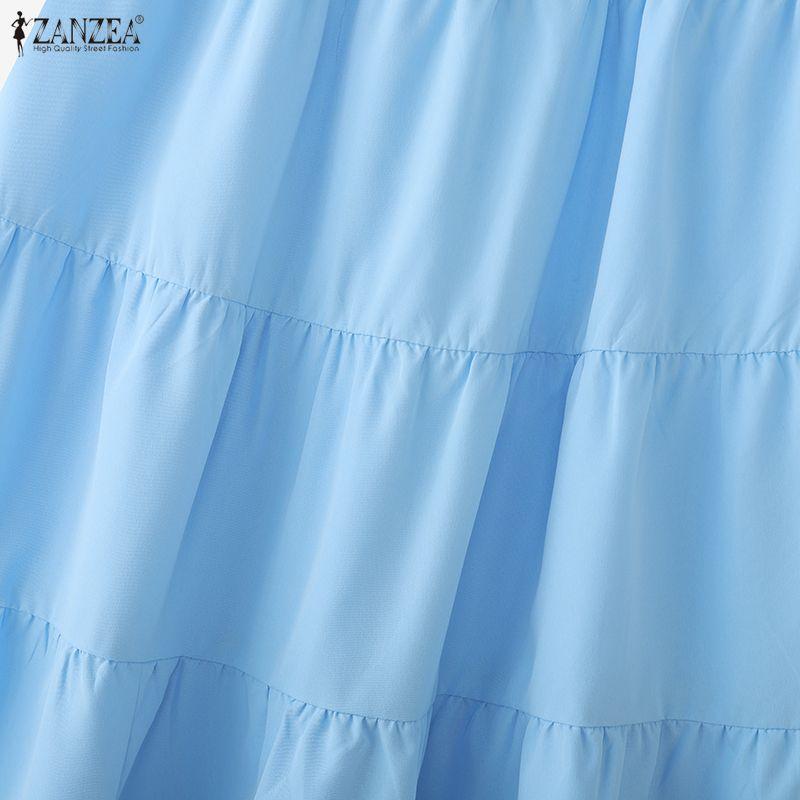 ZANZEA Dámské ležérní, elastický pas, jednobarevné volné dlouhé sukně