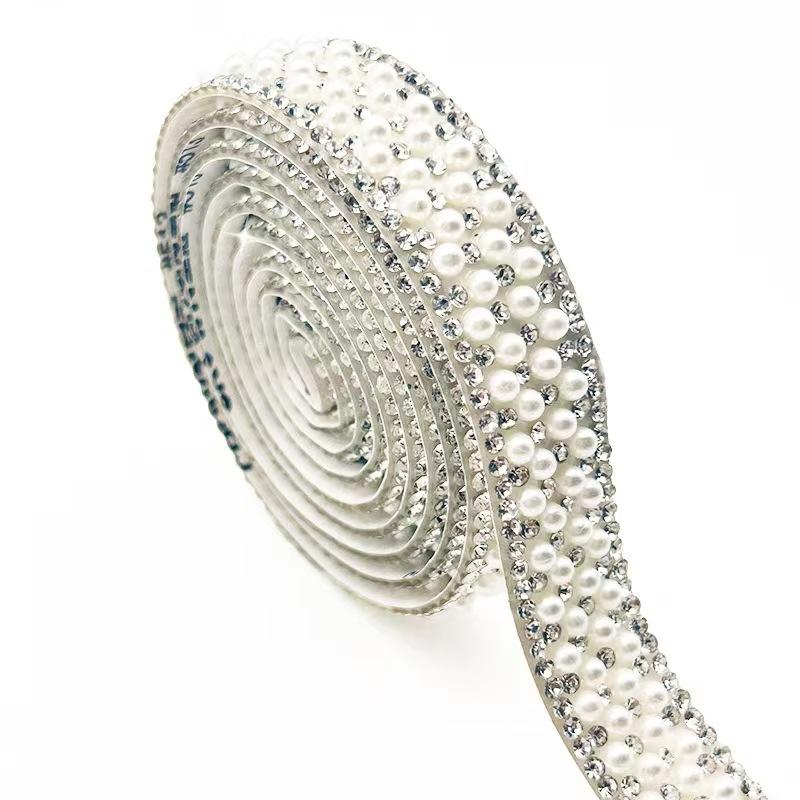 

Pearl Diamond Strip, Self-adhesive Diamond With Rhinestones, DIY Jewelry Accessories, Clothing One Size білий