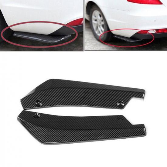 Carbon Fiber Black Rear Bumper Diffuser Side Fender Spoiler Lip Canard Protector