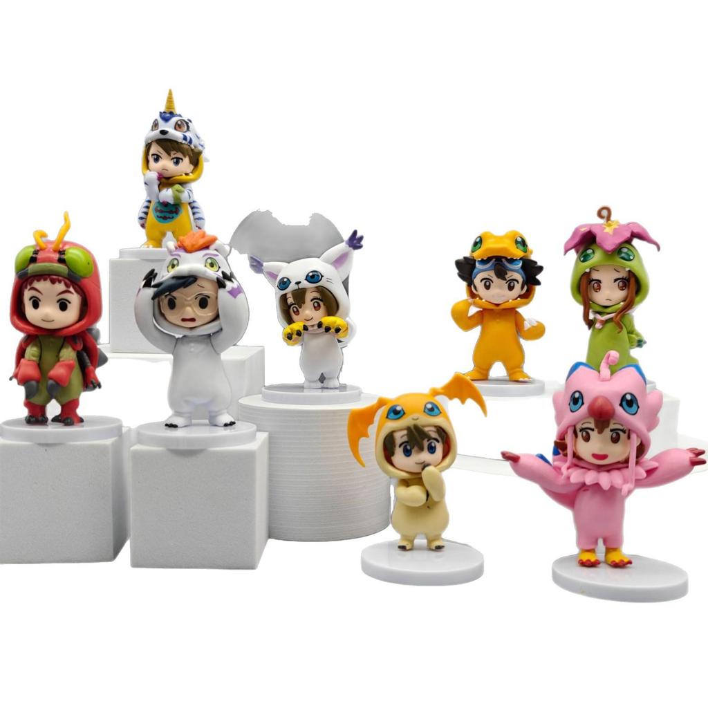 8 Digimon Figures: Taichi, Agumon, Hikari, Tailmon, Palmon, Patamon Models