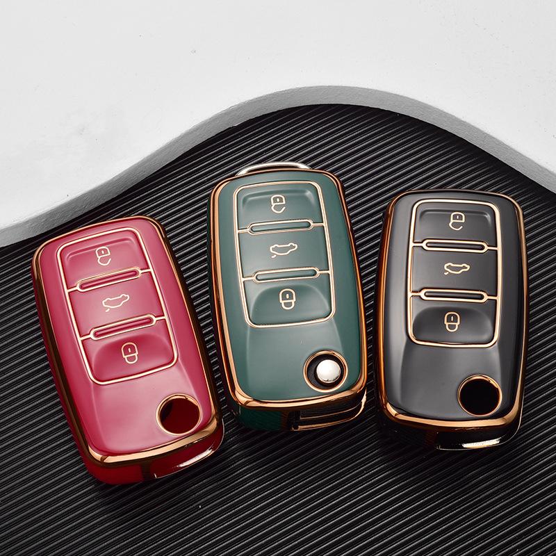 TPU Car Flip Key Case Cover Shell for Volkswagen VW Polo Golf Passat Tiguan Beetle Caddy T5 Up Eos Skoda Octavia Seat Leon Altea
