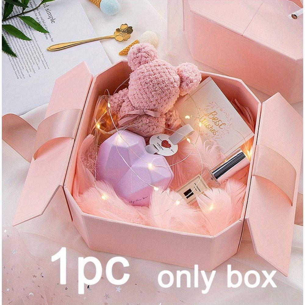 1pc Gift Boxes with Double-opening Gift Lids Octagonal Gift Box Treat Boxes with Ribbon Party Favor Boxes Folding Packaging Box Proposal Gift Wrap Box