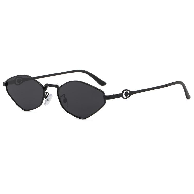 New fashionable rhombus metal full frame sunglasses, high-end beach sunshades, simple European and American sunglasses