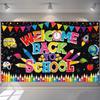 Folding Back To School Banner Cartoon School Decorations  Kids Birthday Party Decor