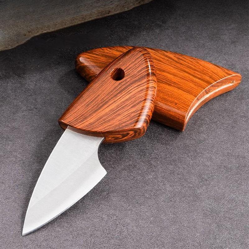 Compact Wood Grain Folding Knife: Portable Mini Pocket Knife for Outdoor and Kitchen Use