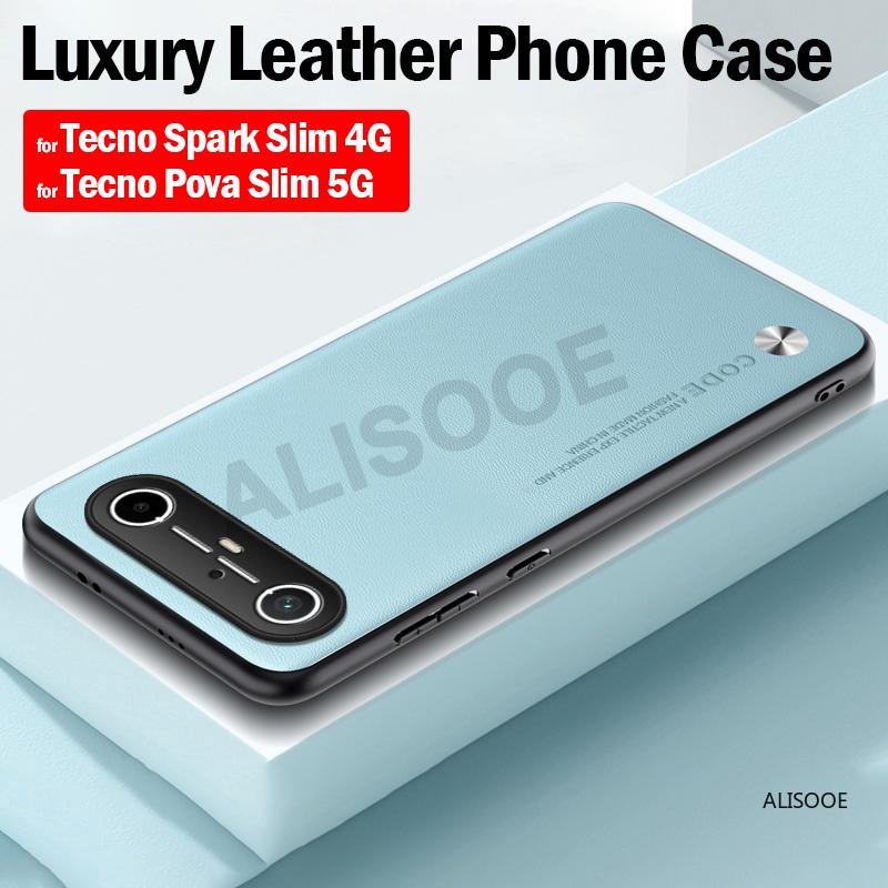 Kožené pouzdro pro Tecno Spark Slim 4G Pouzdro pro Tecno Pova Slim 5G Kryt Módní vláknitá textura PU kůže Ochrana Zadní kryt