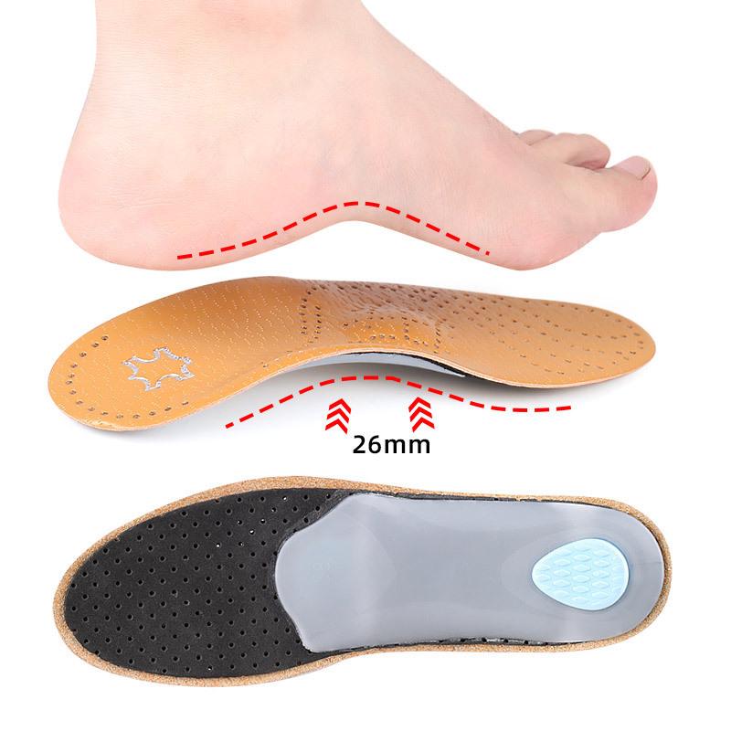 Unisex Leather Orthotic Insoles for Flat Feet: XO-Legs Support, Shock Absorbing, Breathable
