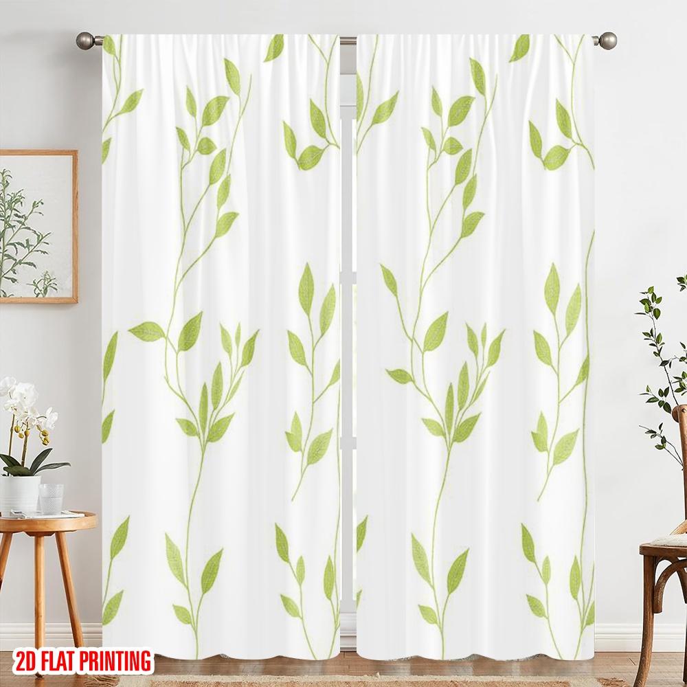 2 Stück, 2D-Flachdruck Vorhänge Digitaldruck Blattranken Polyester (ohne Stange) Feiertag Perfekt für Schlafzimmer, Küche, Büro