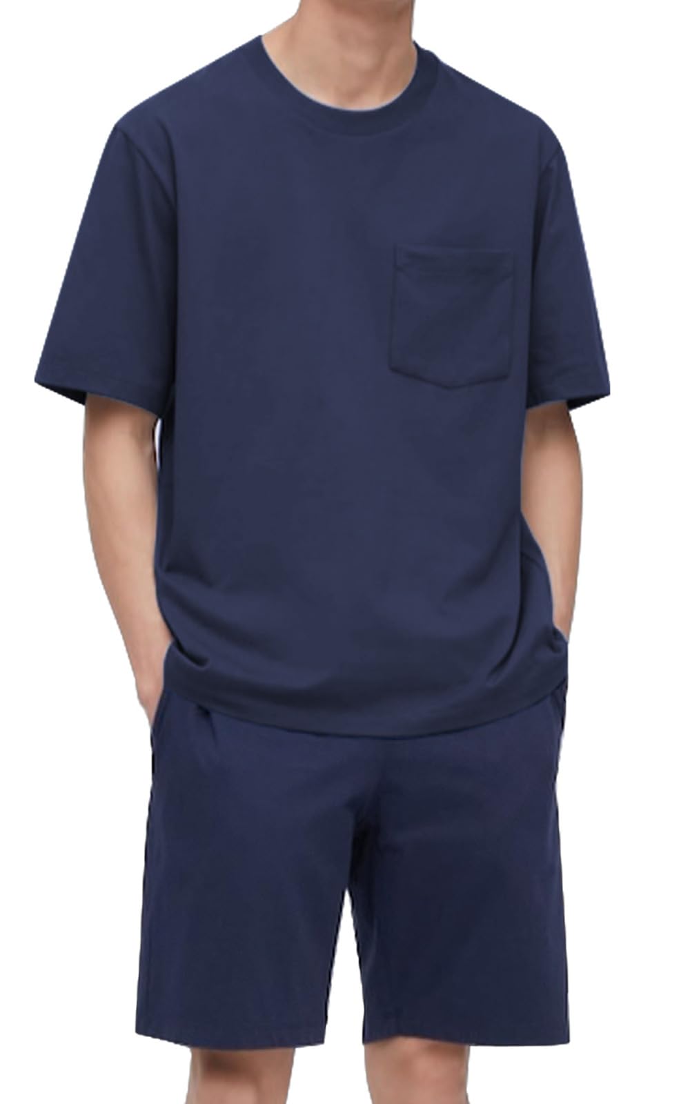 

Hilltop Cloud Summer Short Sleeve Top and Bottom and Loose Plus Sizes Men s Pajamas, Set, Loungewear, T-Shirt Shorts, Fit, Skin-Friendly, Lightweight,