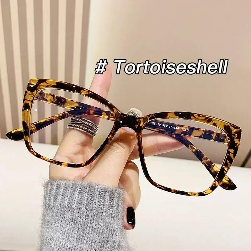 Trendy Large Frame Anti Blue Light GlassesLuxury Cat Eye Filter Lens Eyeglasses Square Frame Glasses for For Ladies