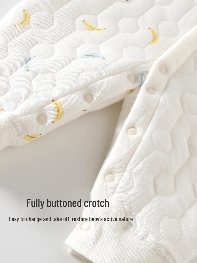 Class A Autumn/Winter Quilted Baby Romper: Warm, Closed Crotch Newborn Crawling & Harem Suit