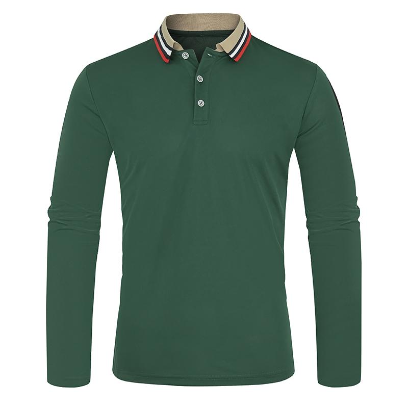 

Новая мужская летняя футболка-поло с длинным рукавом, удобная, дышащая, повседневная, однотонная, модная, дропшиппинг S зелёный
