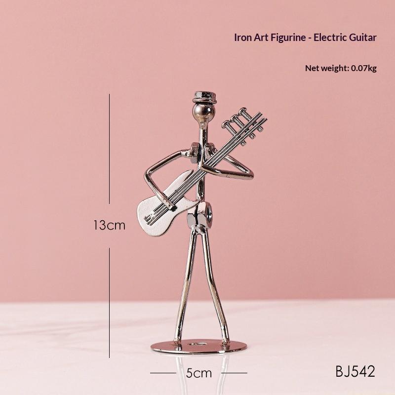 Retro Ironwork Band Ornament Metal Electroplating Mini Music Minimalist Guitar Violin Decoration Handicraft Classical Gift
