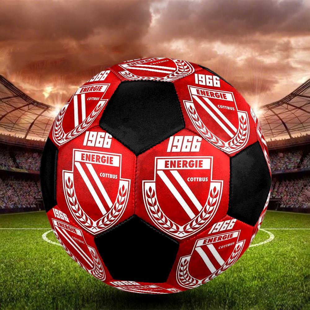 Pallone Calcio Indoor Energie Cottbus Colorato Cucito a Macchina PVC Misura 5 Pronto per Allenamento di Squadra e Competizione Durevole Alta Rimbalzabilità Bel Regalo Sportivo