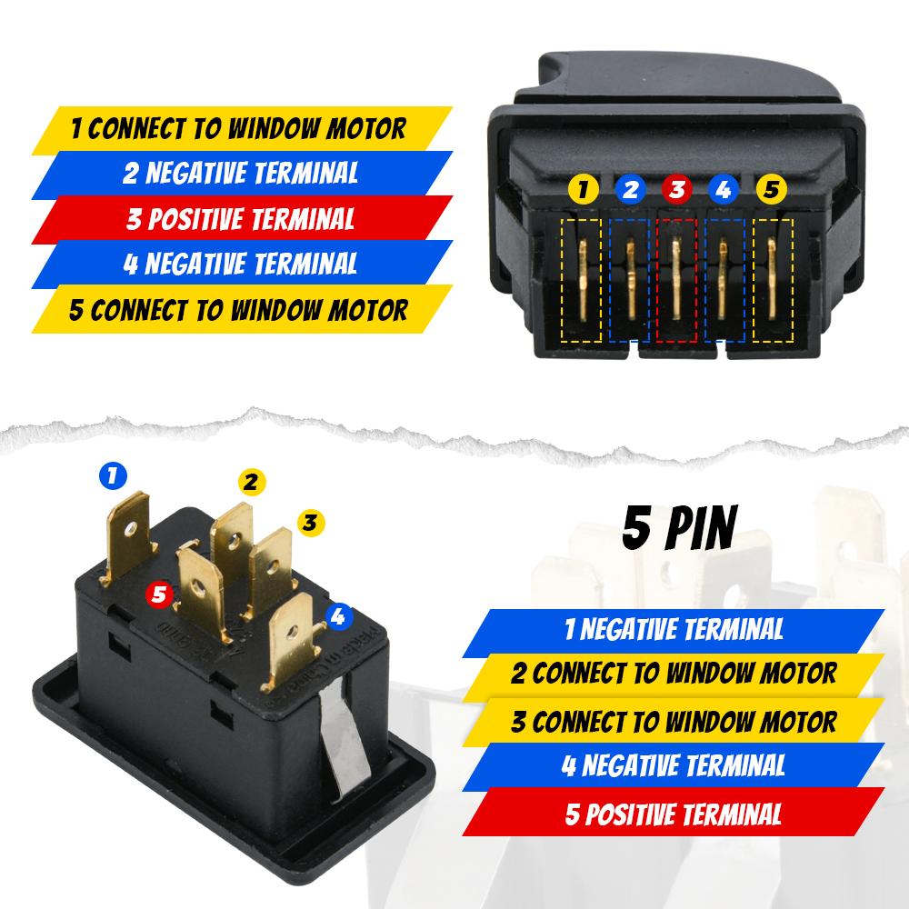 Comutator de geam electric universal pentru mașină, controler de ridicare, 5 pini DC 12V 20A, accesorii pentru comutator de geam