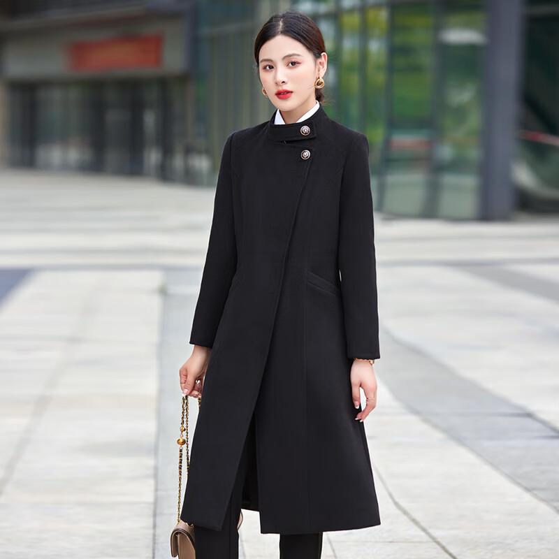 TLLOMAN Damen Professioneller Mittellanger Winter Wollmischung Mantel