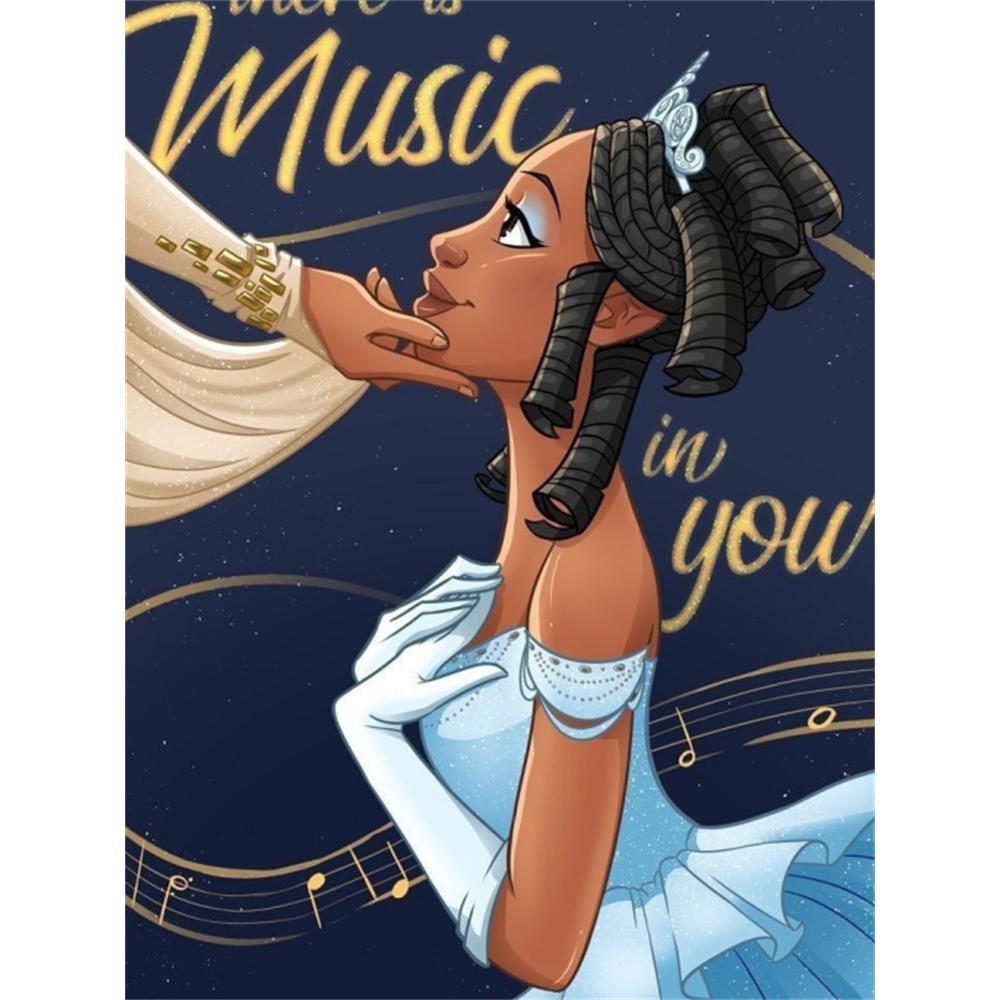 

Disney 5D DIY Diamond Painting Tiana Music Theme Illustration Embroidered Mosaic Cross Stitch Home Decor Gift Crafts Round 20x30cm