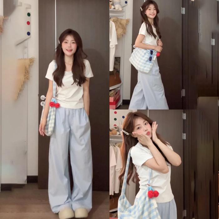 

White u-neck short-sleeved women s t-shirt Xia Zheng shoulder slim and thin summer wear waist short top summer large neckline S