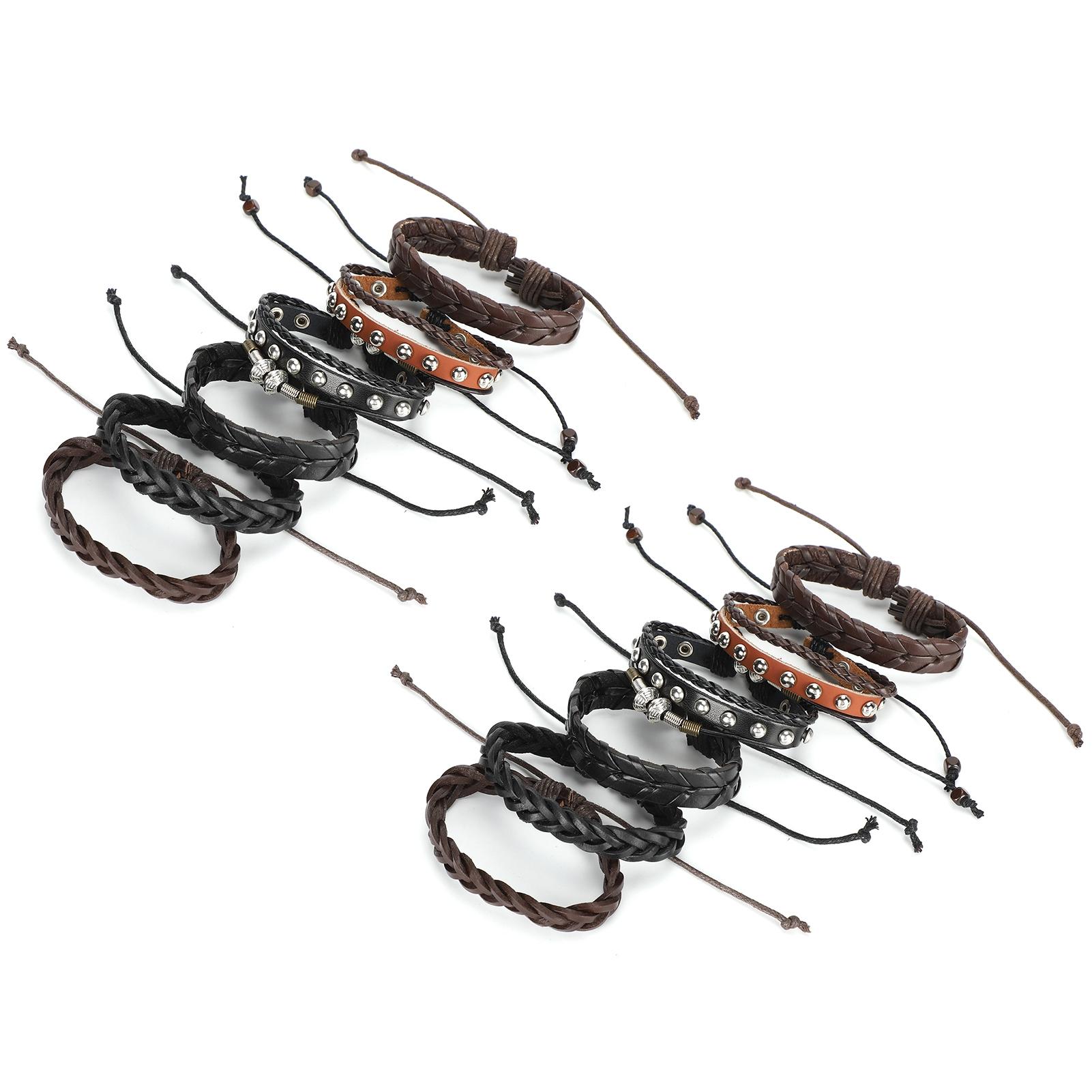 2 шт. плетеный кожаный браслет ручной работы, плетеный браслет-обертка, винтажные аксессуары для рукоделия, украшения