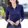 Camisa informal de algodón con solapa para mujer, Tops ajustados de manga larga para mujer, camisetas coreanas de primavera para oficina, blusa elegante para mujer
