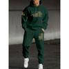 Fashionable Men's Casual Suit with Flag Pattern Printed Drawstring Hoodie and Drawstring Sports Pants Set, Suitable for Outdoor Travel