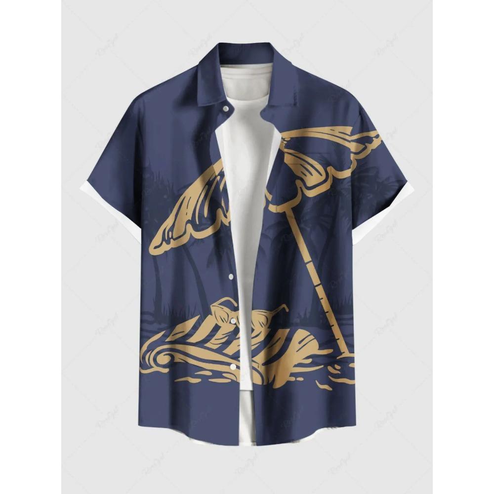 Męska Letnia Koszula z Krótkim Rękawem z Wzorem Drzewa Kokosowego, Drukowany Kołnierzyk, Koszula na Wakacje na Hawajach, Męska Codzienna Koszula Street Hip Hop z Krótkim Rękawem