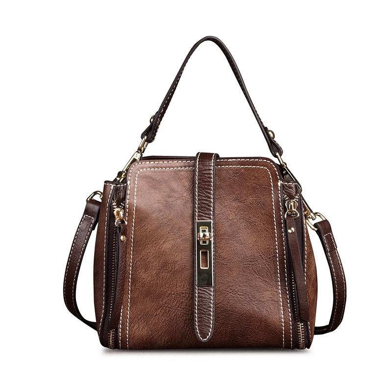 Новая ретро женская кожаная сумка, европейская и американская модная кожаная сумка на одно плечо, через плечо, повседневная женская сумка
