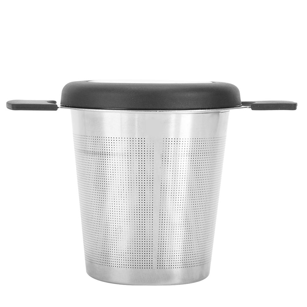 Nerezový čajový filtr šálek sítko čajové příslušenství se silikonovým víčkem