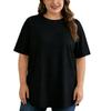 Plus Size Women's 95% Cotton Summer Knit Loose Short Sleeve Solid T-Shirt
