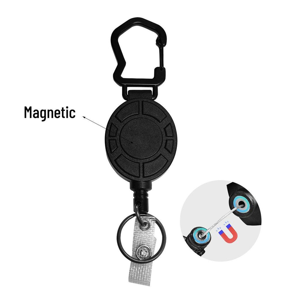 Portachiavi Retrattile da Alpinismo Outdoor con Clip a Fibbia Easy-Pull e Portabadge con Cavo in Acciaio