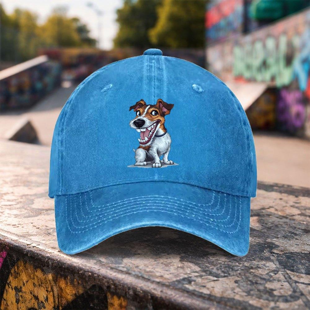 Jack Russell Terrier Baseball Cap  Adjustable Snapback with JRT Dog Print Lightweight Washed Hat for Unisex  Women