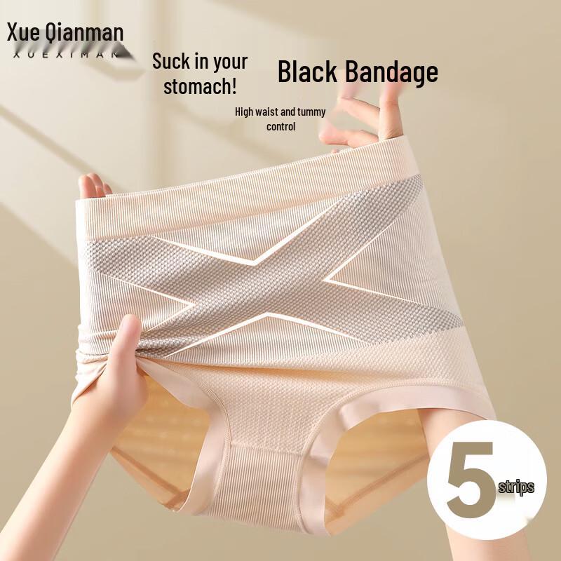 

Женские бесшовные трусы Xueqiman 2024 с высокой талией и контролем живота L