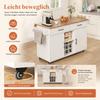Kücheninsel mit klappbarer Arbeitsplatte, Rollwagen, 2 Schubladen, Wein- und Gewürzregal, Handtuchhalter, Platzsparendes Design für Küche & Esszimmer