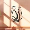 Simple Lines Art Metal Wall Decor Geometric Animal Cat Love Theme Mural