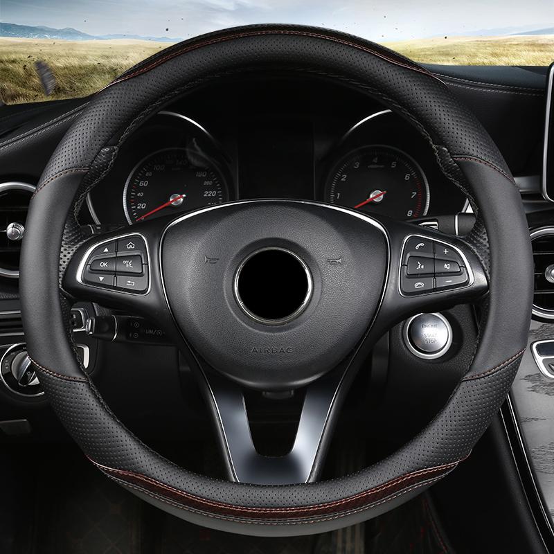 DERMAY Car Steering Wheel Cover PU Leather for VW Golf Polo Passat Bora Touran UP! Tiguan Jetta Beetle Teramont Auto