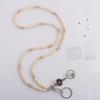Unisex Stretchable Wooden Bead ID Necklace with Easy-Pull Key Chain