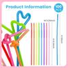 HANSGO Disposable Colorful Drinking Straws, 13inch Extra Long Flexible Straws for Party Decorations, 7 Colors, 100PCS