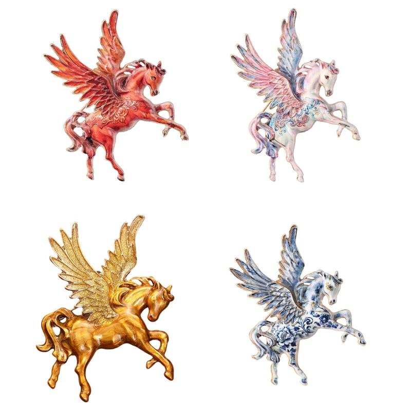 4 Piece Elegant Flying Horse Brooch Lightweight Alloy Animal Themed Badge Pin Chest Jewelry Fashion Corsage Pin 1