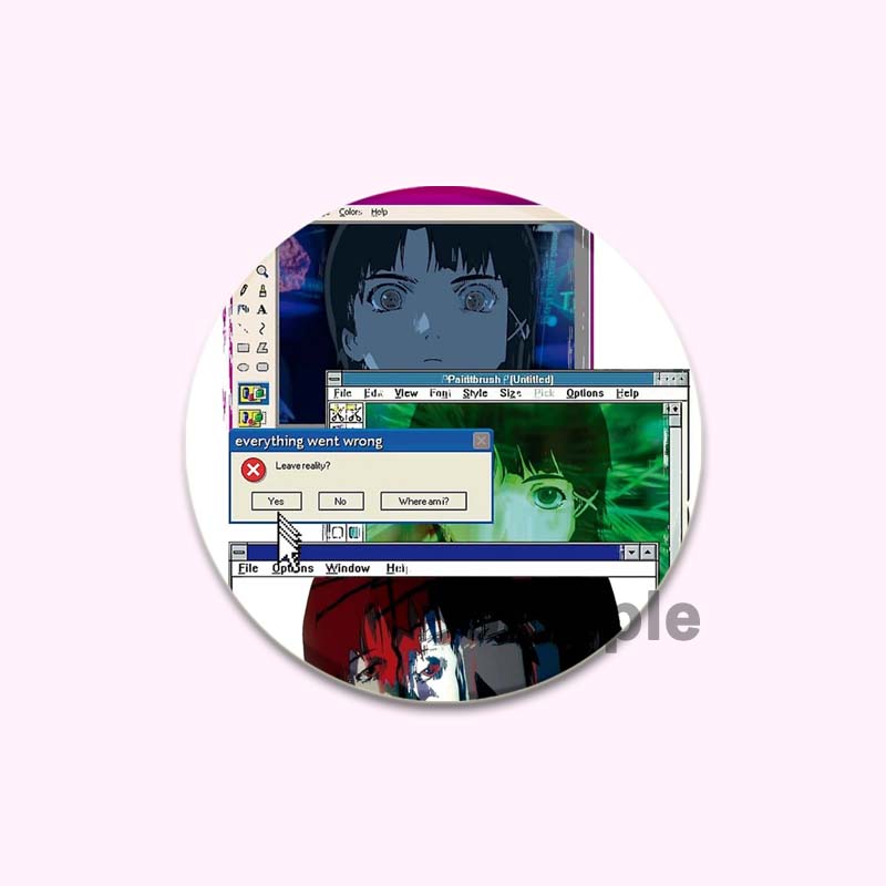 Anime Serial Experiments Lain 32/44/58mm Simple Button Pin Snap In Design Cartoon Brooches Daily Stylish Ornament Handmade Badge