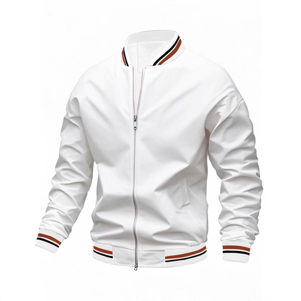 2025 Men's Spring/Autumn Casual Jacket - Exclusive European & American Solid Color Sportswear