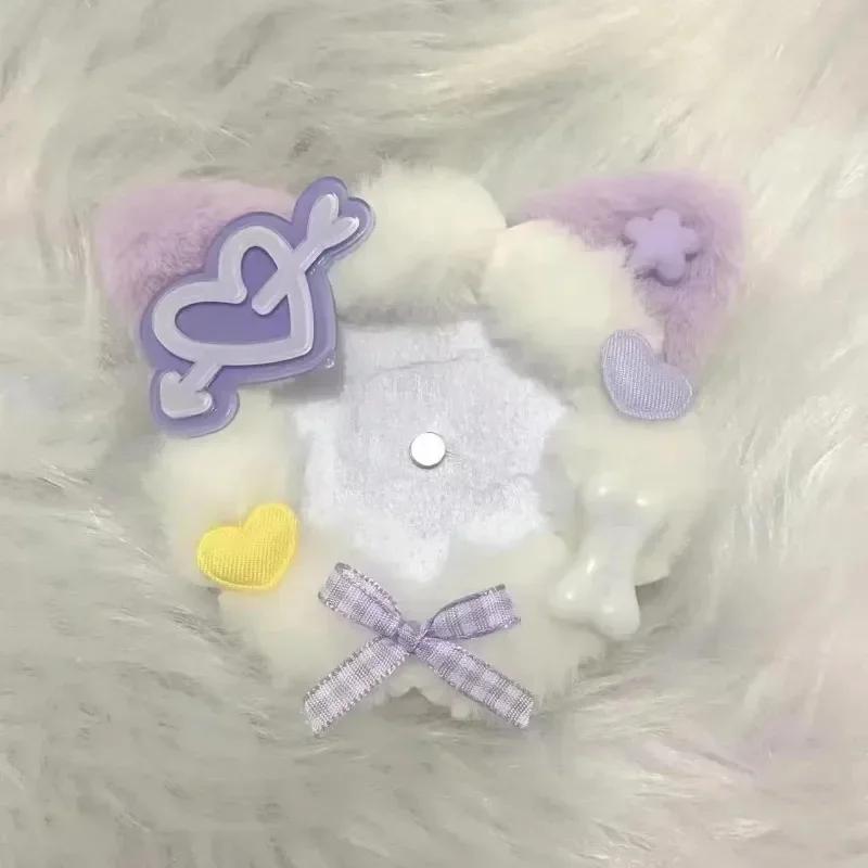1 Piece Cute Fashion Badge Pin Holder Cartoon Kitten Ear Anime Kpop Badge Cover Case Student Portable Sweet Badge Storage Bag