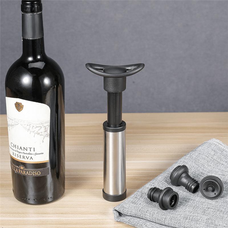 Wine Preserver Vacuum Air Pump  Wine Bottle Stoppers Durable Stainless Steel Construction Airtight, Leak-Proof Seal Easy