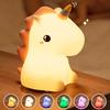 Unicorn Cute Silicone LED Night Light For Kids Children USB Rechargeable Cartoon Animal Bedroom Decor Touch Night Lamp for Gifts