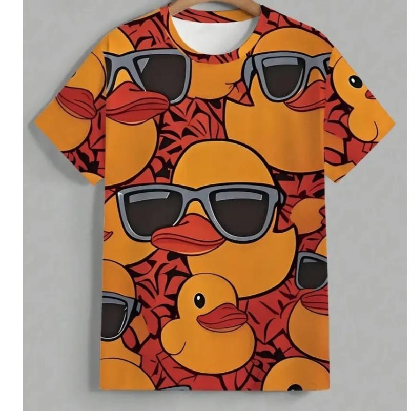 3D Printing Fashionable Funny Duck Graphic T-shirt Men Casual Loose Breathable Round Neck Short Sleeve T-shirt