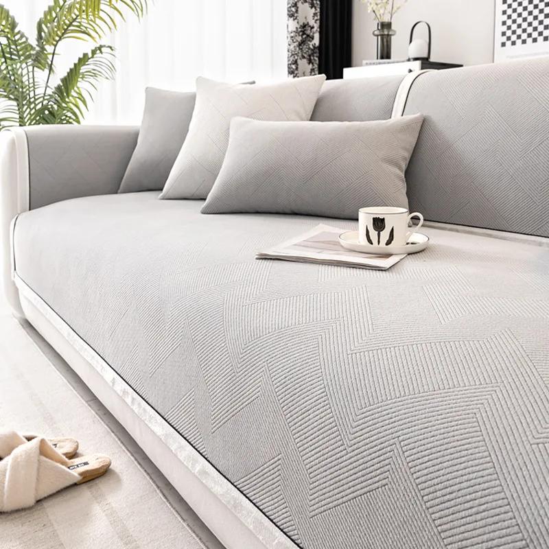 All Season Universal Solid Color Anti-slip Luxurious Leather Sofa Cover Mat Towel Home Decor Living Room Decoration Sofa Cushion 70x70cm 1pcs серый