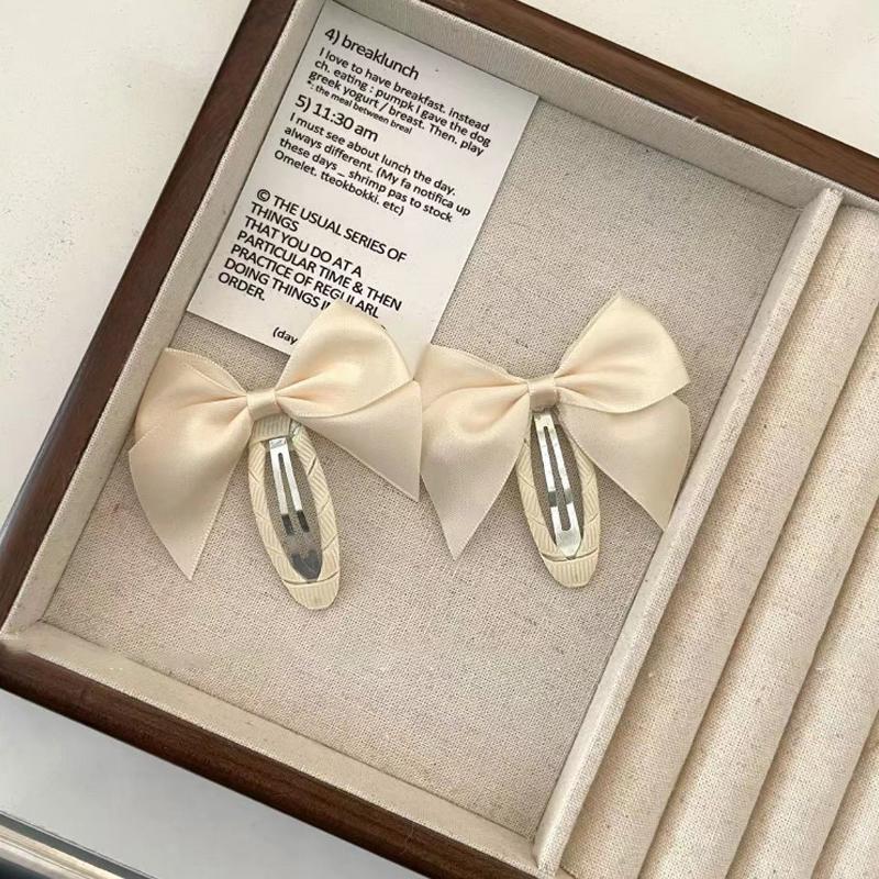 2Pcs Korean  Ribbon Bowknot Hair Clips Elegant Sweet Bow Hairpin Barrettes Bb Clips For Women Girl Hair Accessories